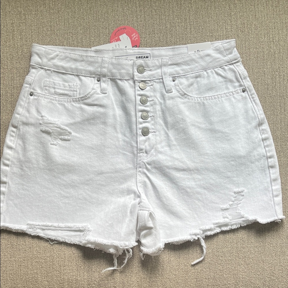 YMI White Distressed Jean Shorts